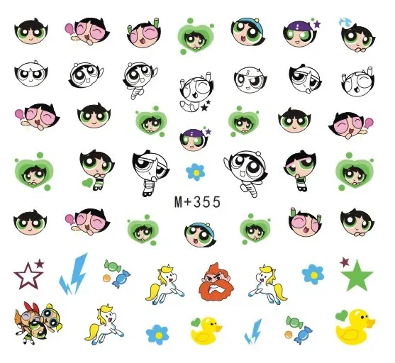 Powerpuff Girls Nail Stickers Accessories Kawaii Anime Figure Cute Cartoon Decal Nail Supplies Art Nail Parts Decoration