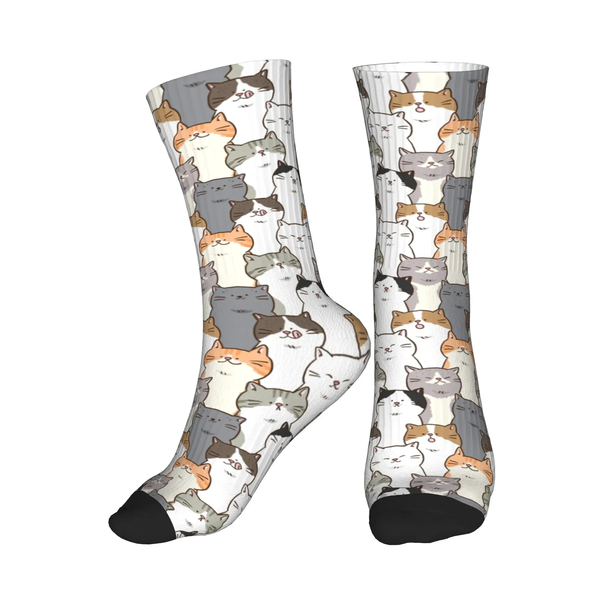 

Cute Men's Cute Kitten Cat Doodle Dress Socks Unisex Breathbale Warm 3D Print Crew Socks