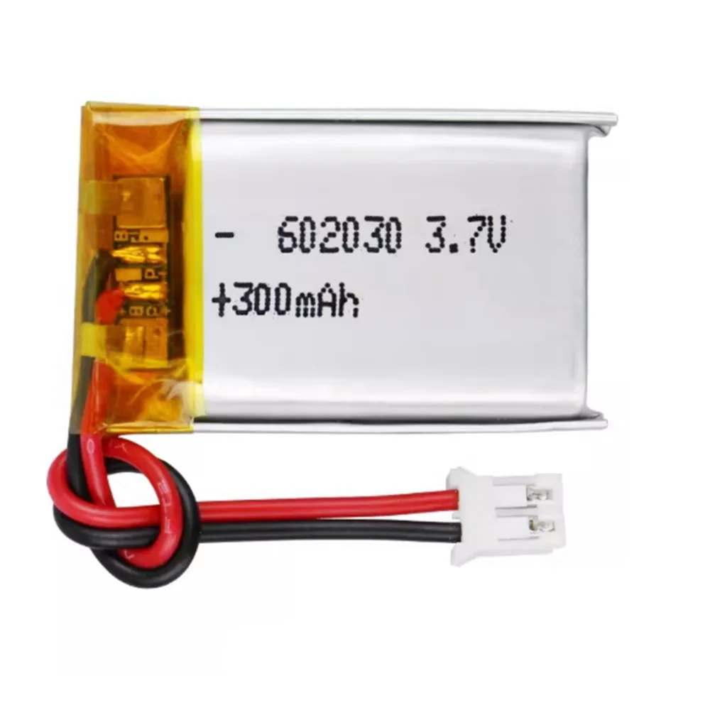 1-10PCS 602030 300mAh 3.7V Polymer Lithium Rechargeable Battery PH2.0mm 2P Plug for Bluetooth Headset Speaker Monitor Self-Timer