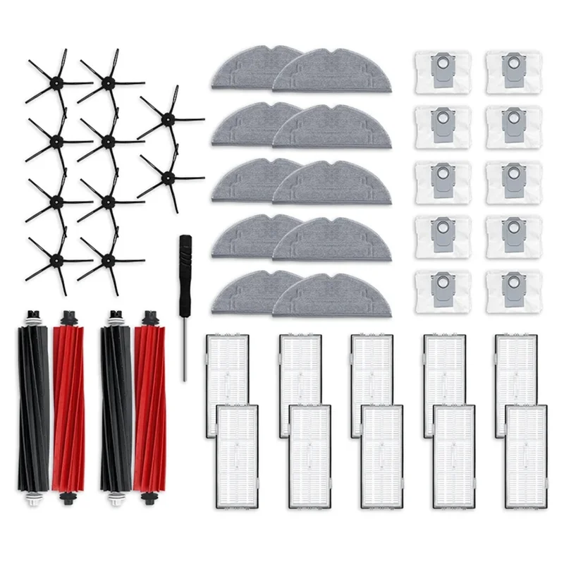 ABKR-Main Side Brush HEPA Filter Mop Pad Dust Bag As Shown Plastic For Roborock S8 / S8 Pro Ultra / S8+ Robot Vacuum