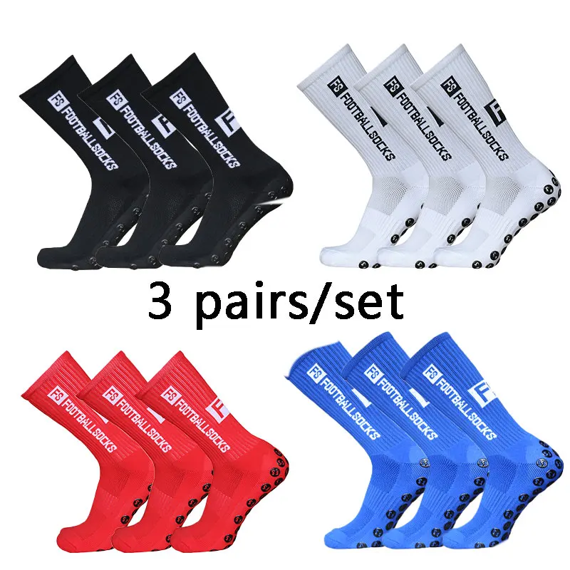 3 pairs of multi color adaptive dots for anti slip, sweet absorption, and odor prevention FS football socks and sports socks