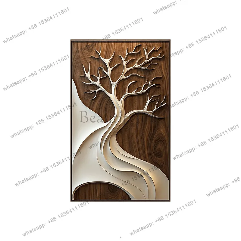 Modern light luxury abstract art wood carving decorative painting living room high-end relief three-dimensional physical