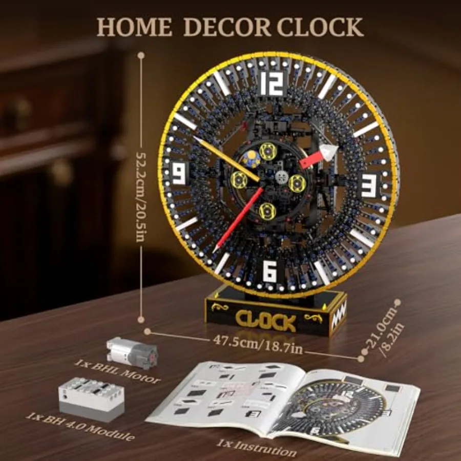 Juego de construcción de reloj Grand - Más de 3675 piezas Modelo de reloj DIY motorizado con engranajes mecánicos, control y visualización en tiempo real, Engi avanzado
