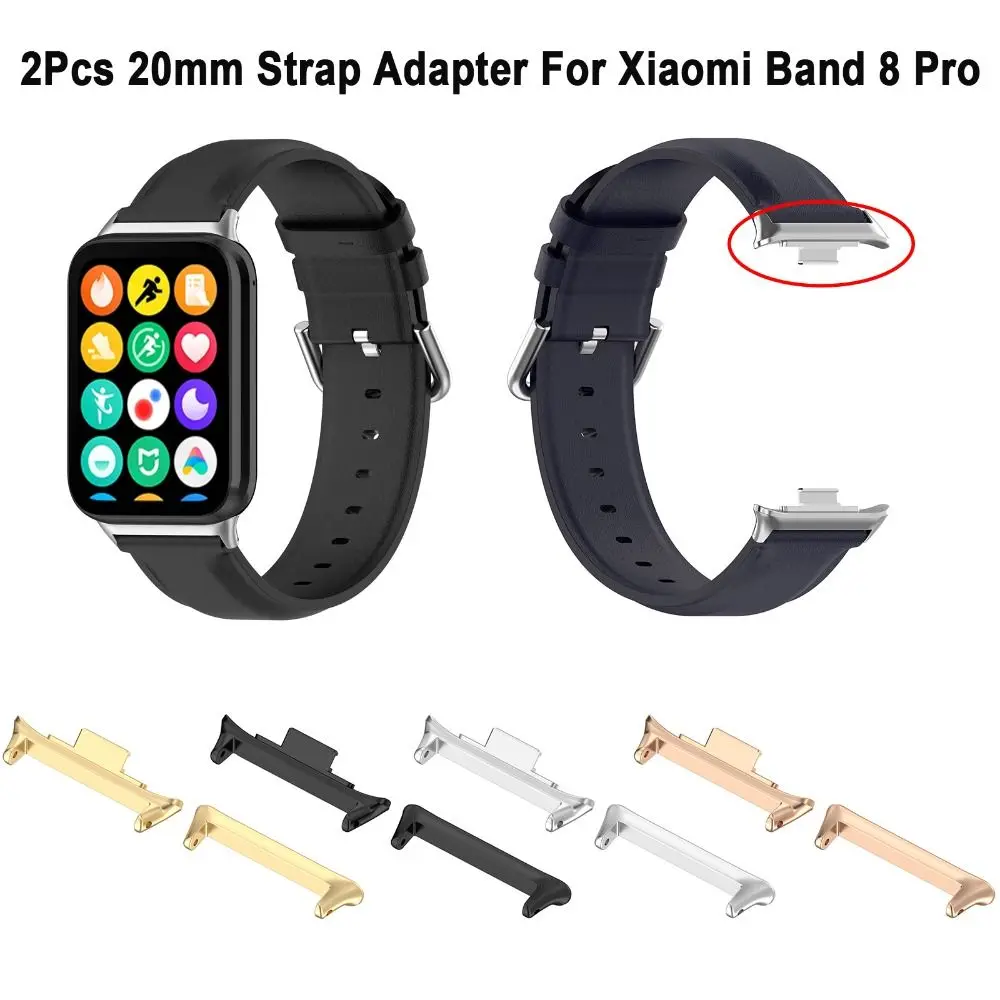 2Pcs New Metal Strap Adapter Watchband Wristband Watchband Connector 20MM Accessories Wristband Adapter for Xiaomi Band 8 Pro