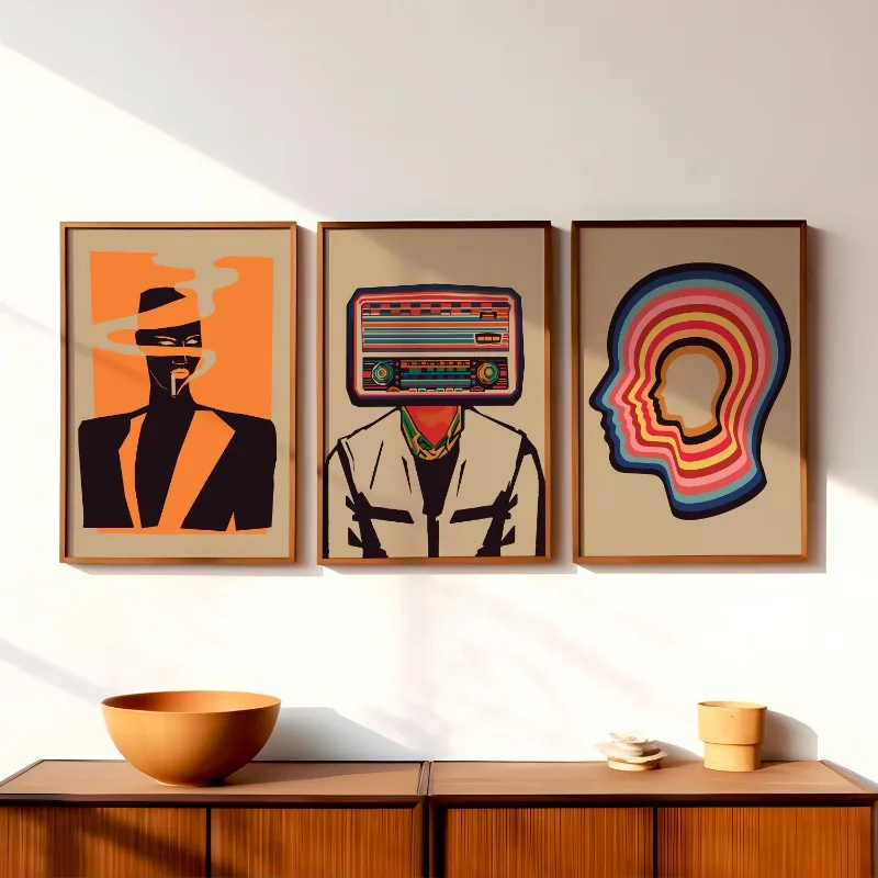 Tame Impala Poster Set Psychedelic Music Wall Art Grace-Jones Radiohead Inspired Prints Vintage Band Posters Trippy Decor Gift