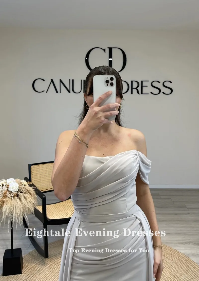 Eightale Arabisches Abendkleid mit abnehmbarem Rock, One-Shoulder-Chiffon-Falten, Abschlussball-Party-Kleider, individuelle Roben de Soirée