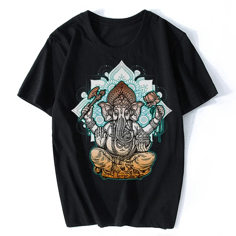 Men New White Casual Homme Cool Unisex Tees Harajuku Hindu God Ganesha TShirt harajuku graphic t shirts oversized clothing funny