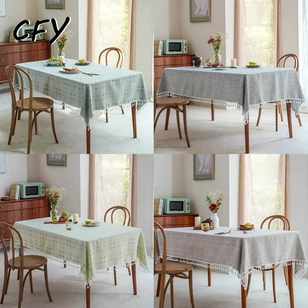 

American Double Striped Jacquard Grid Rectangular Tablecloth Dining Table Cover Party Restaurant Wedding Decor Nappe De Table