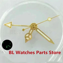 BLIGER Watch Parts Yellow Gold/Rose Gold GMT Watch HandS For NH34A NH35 Automatic Movement Men's Watch With Green Luminous
