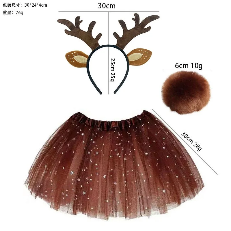 مجموعة أزياء الرنة المضحكة لعيد الميلاد للبالغين والأطفال لزي أداء العطلات #6