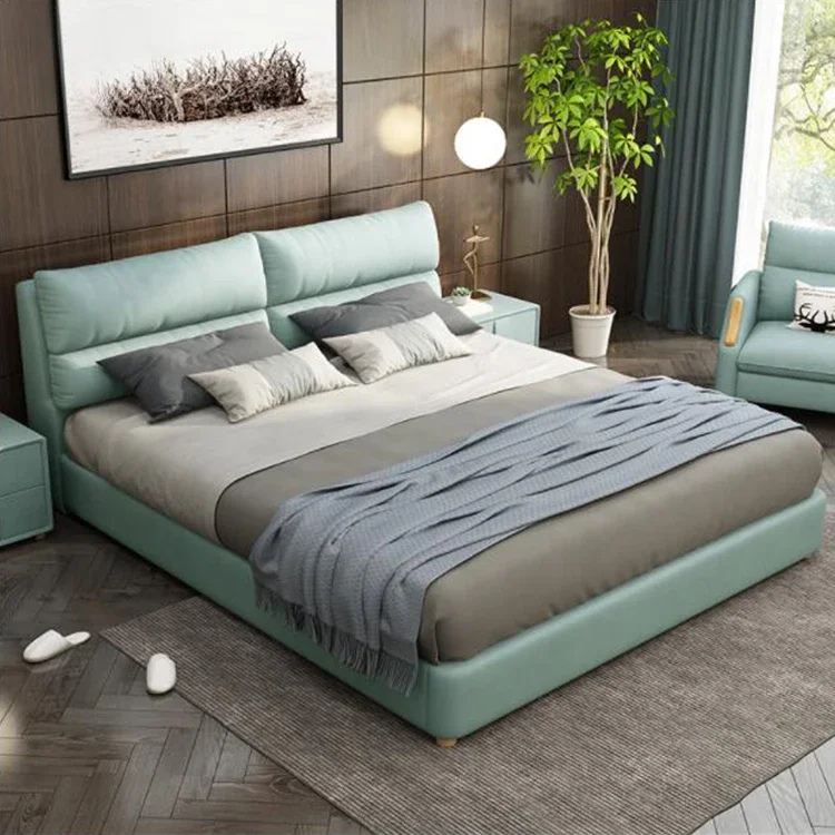 

l # Nordic Solid Wood Bed Economy Simple Modern Double Bed