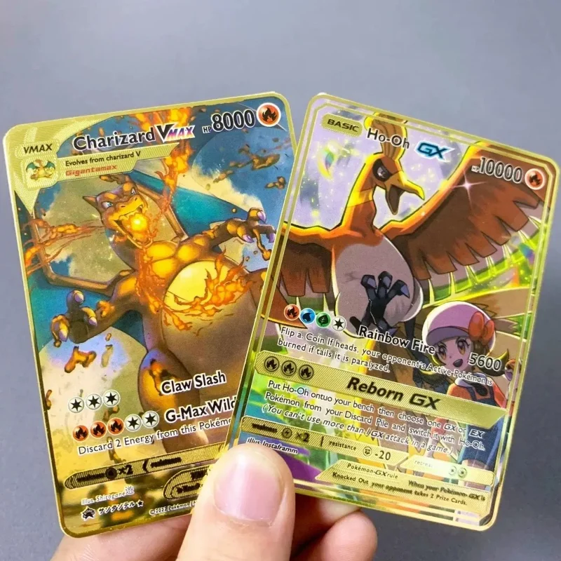 

Коллекционные карточки Покемон: Горячая новинка! 10000 Arceus, Eevee, Charizard Vmax, Gx, Золотые карточки Pocket Monster, Английские металлические карточки с буквами, Подарок для детей, Коллекционные карточки