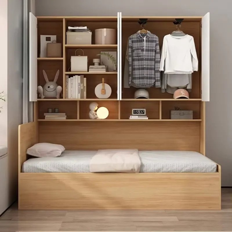 Custom Single Bed Furniture Bedroom Furniture Wholesale Cheap Price Wood Storage Single Kids Bed Design Wall Bed With Drawers