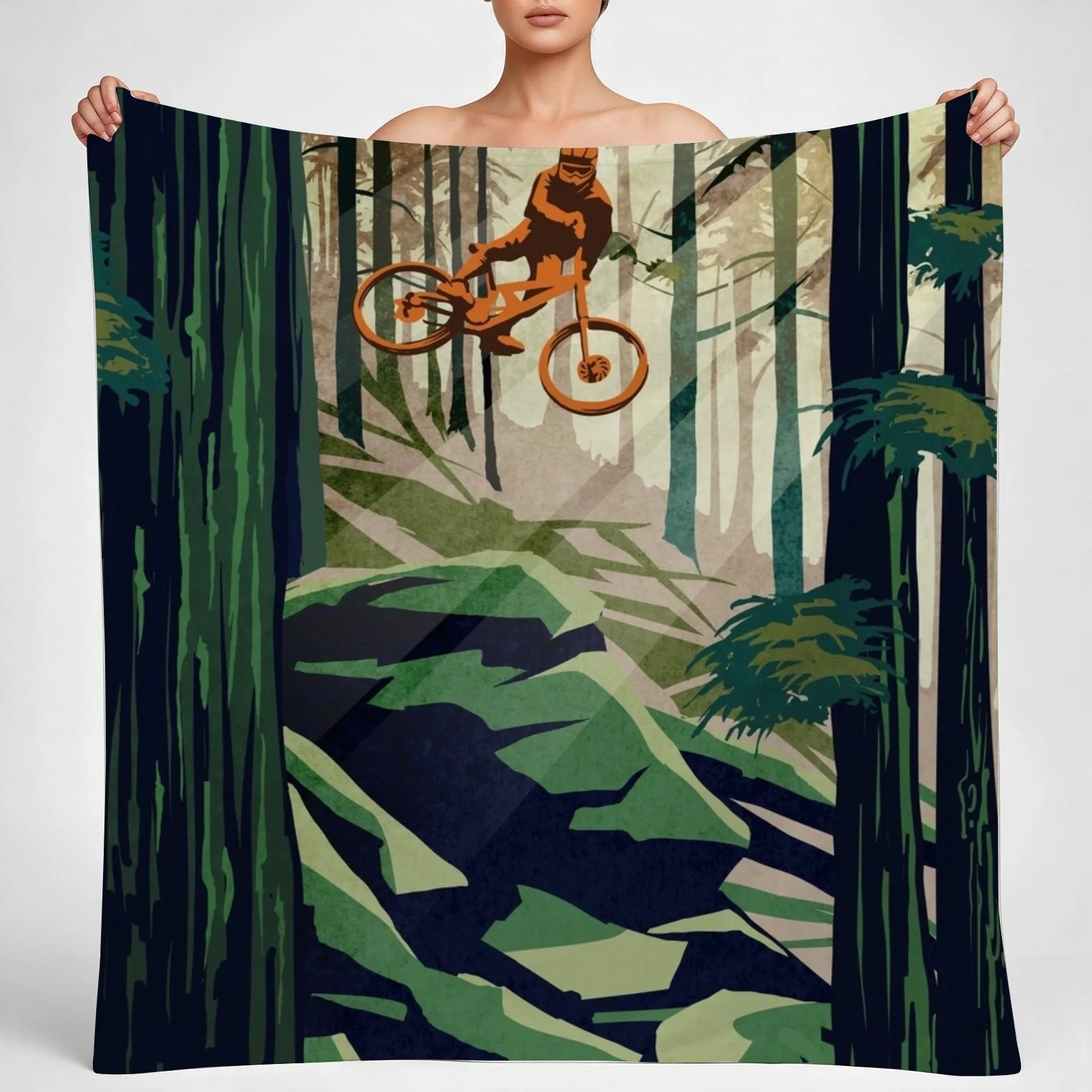 MY THERAPY: Mountain Bike! Throw Blanket couch cozy soft plush fuzzy picnic outdoor blanket