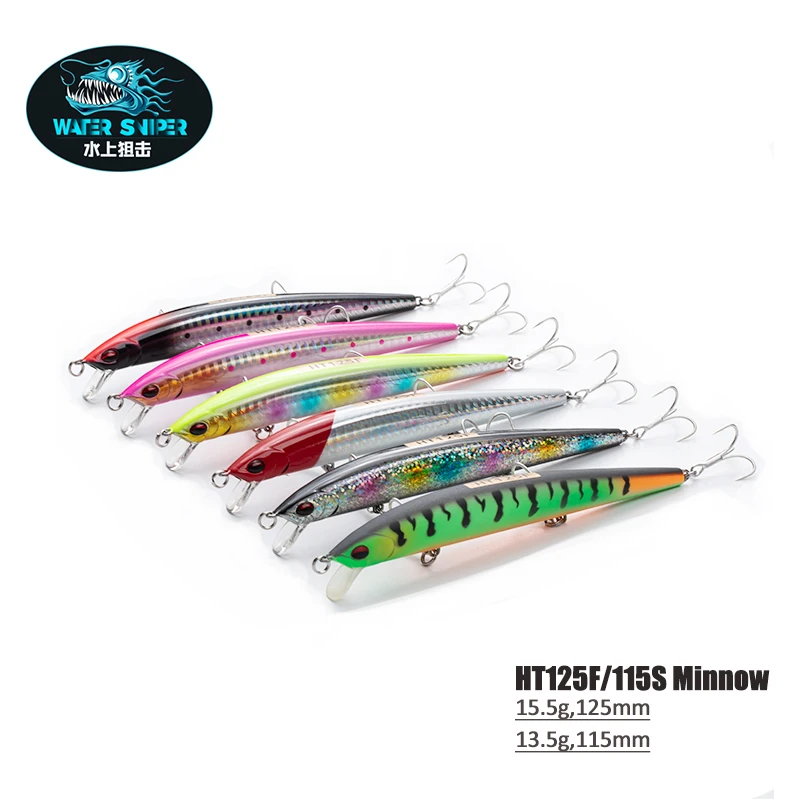 WATER SNIPER Minnow Wobblers 13.5g 15.5g Japan Origina Plastic Hard Bait With Treble Hooks Pike Bass Lures For Fishing