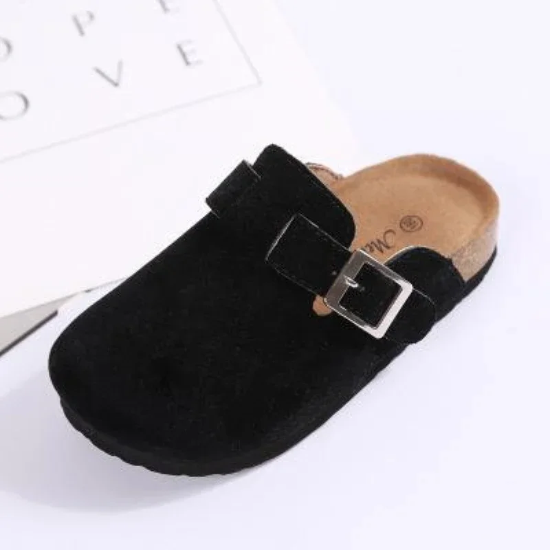 Zapatillas para niños, zapatillas de corcho para niñas, zapatos para niños, zapatos para el hogar, sandalias informales de gamuza a la moda para