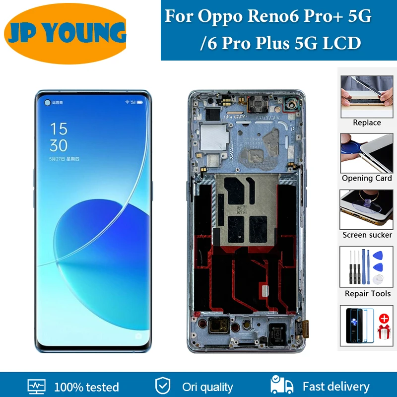 

6.55"Original AMOLED For OPPO Reno6 Pro Plus 5g LCD Touch Screen Digitizer For OPPO Reno 6Pro+ 5G PENM00 LCD With Frame