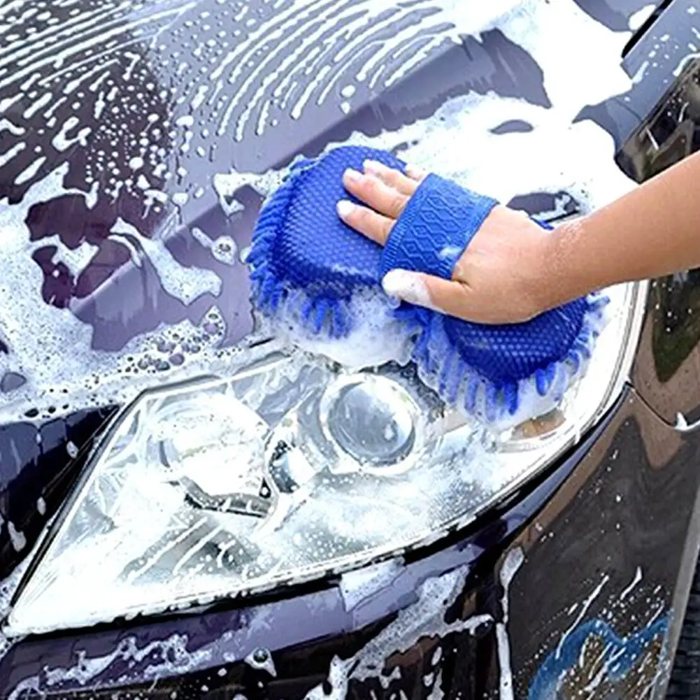 Double Sided Auto Washing Towel Microfiber Chenille Highly Absorbent Car Wash Sponge Thickened Bear Rag Gloves Cleaning Tools