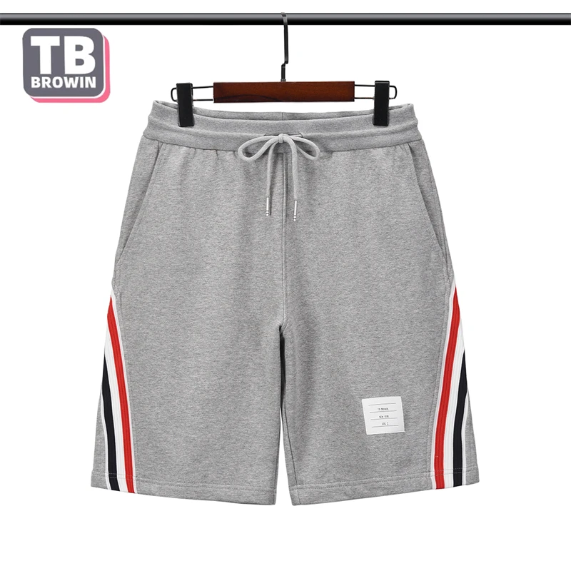 Brand TB BROWIN Thom casual shorts webbing four-bar luxury striped tide men\'s summer trend drawstring cotton sports mid pants