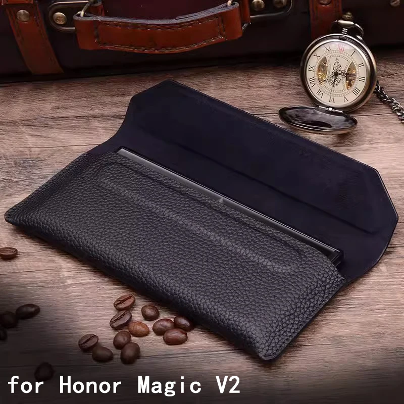 

Original Design Genuine Leather Pouch for Honor MagicV2 Case Flip Phone Funda for Honor Magic V2 Funda Bag Luxury Coque Capa