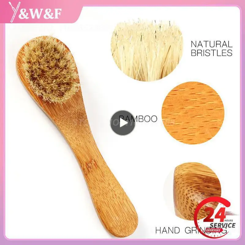 Face Brush Wooden Animal Hair Facial Deep Cleansing Blackhead Remover Massage Care Tool Washing Product Dropship