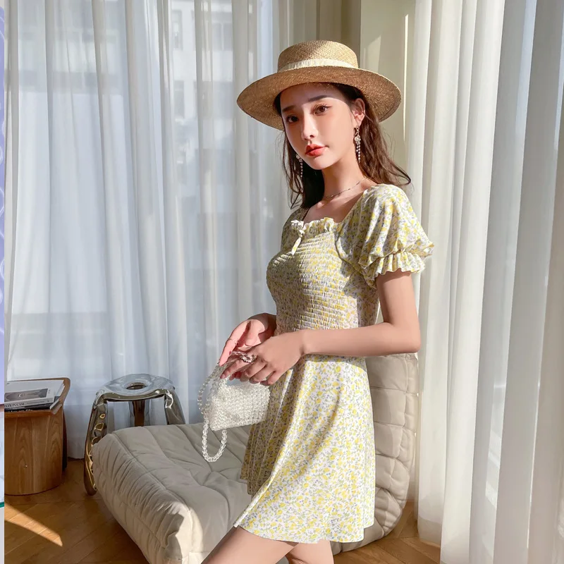 Traje de baño de primavera para mujer, falda sexy explosiva de una pieza, ángulo plano, conservador y vientre fino, cintura alta, natación para estudiantes, 2025