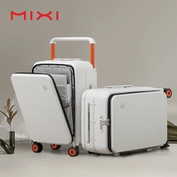 Mixi 2024 New Design Wide Handle Suitcase Men Carry-On Luggage Women Travel Trolley Case 20 Inch Cabin PC Aluminum Frame M9275