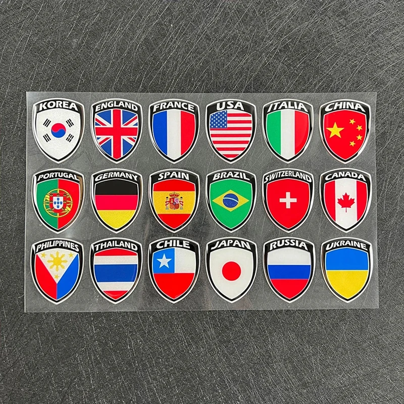 3D Reflective Flag Sticker Motorcycle Parts Car Decal UK Italy France Russia Spain Brazil South Korea Japan Chile USA ukraine