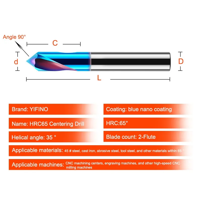 GAMONT HRC65 Tungsten Steel Center Point Drill For Stainless Steel Aluminum 90° Cemented Carbide CNC Centering Drill Bit Tools