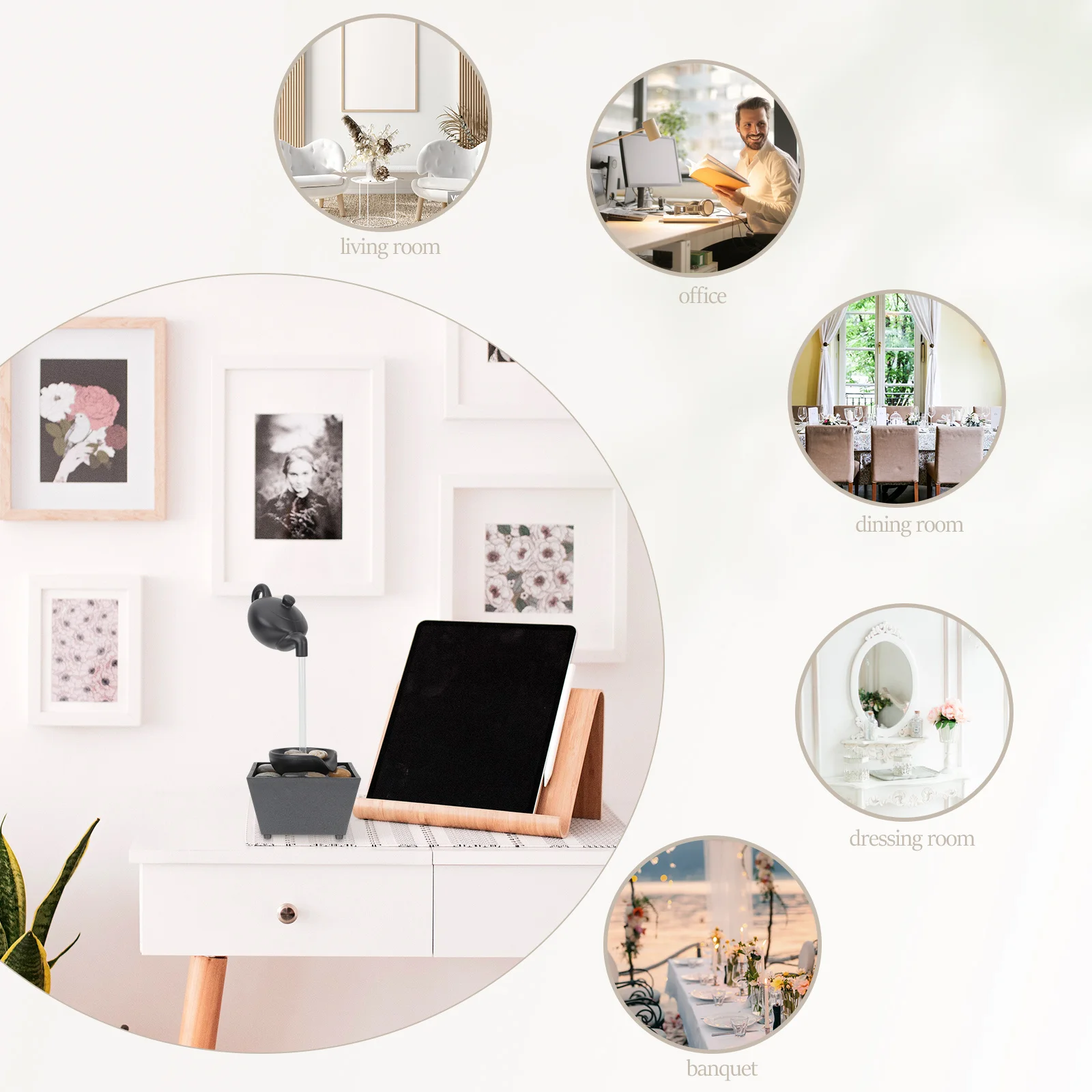 

Desktop Ornament with Running Water Electric Tabletop Fountain Zen Desk Fountain Indoor Home Decoration Design