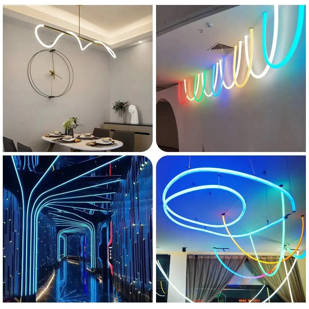 Round Neon Sign Silica Gel Tube 180 270 360 Degree Luminous Flexible Silicone Soft Rope For 5-10mm  WS2812B 5050 LED Strip Light