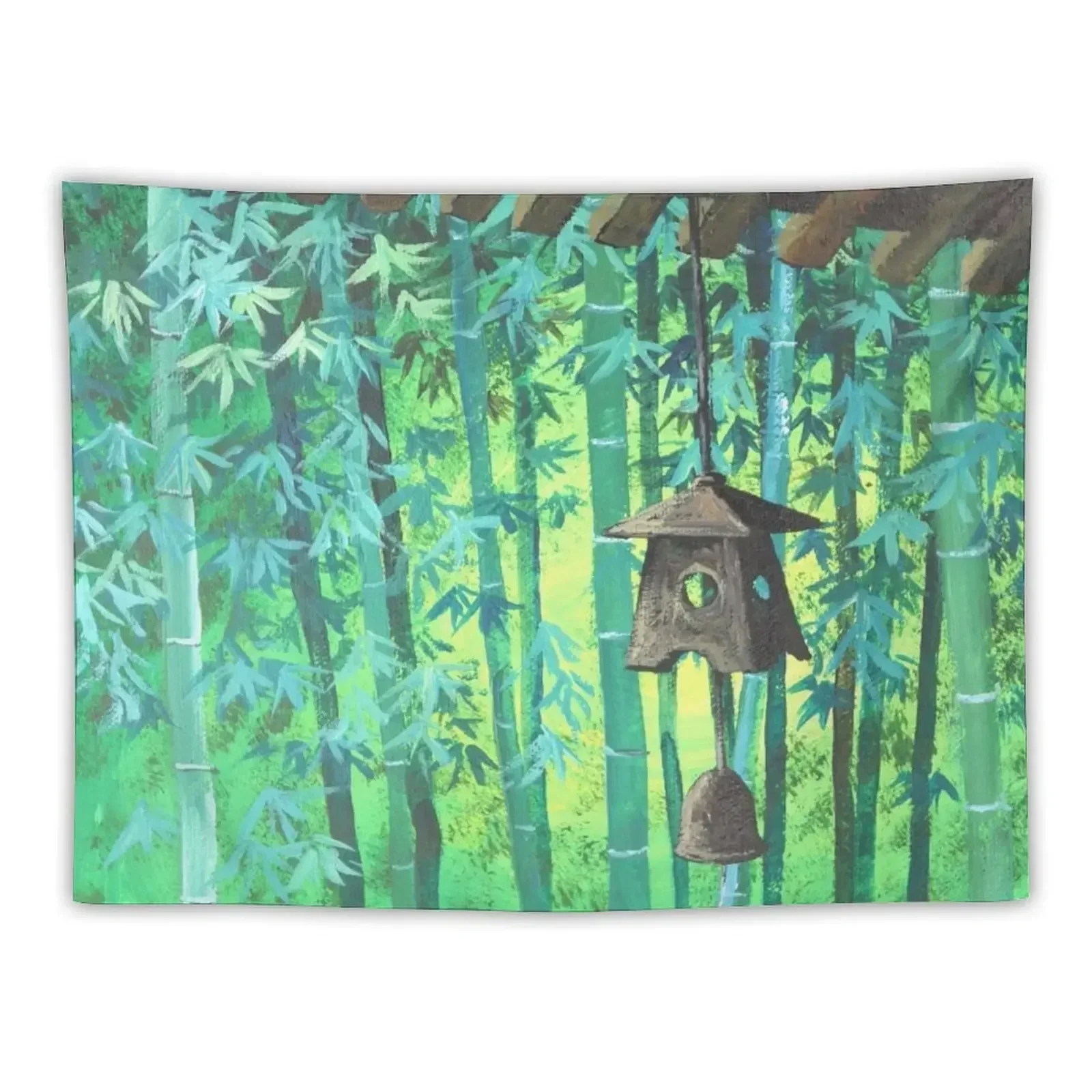 Summer Meditation Zen Japanese Garden Wind Chimes Bamboo Tapestry Room Decoration Accessories Room Decor Tapestry