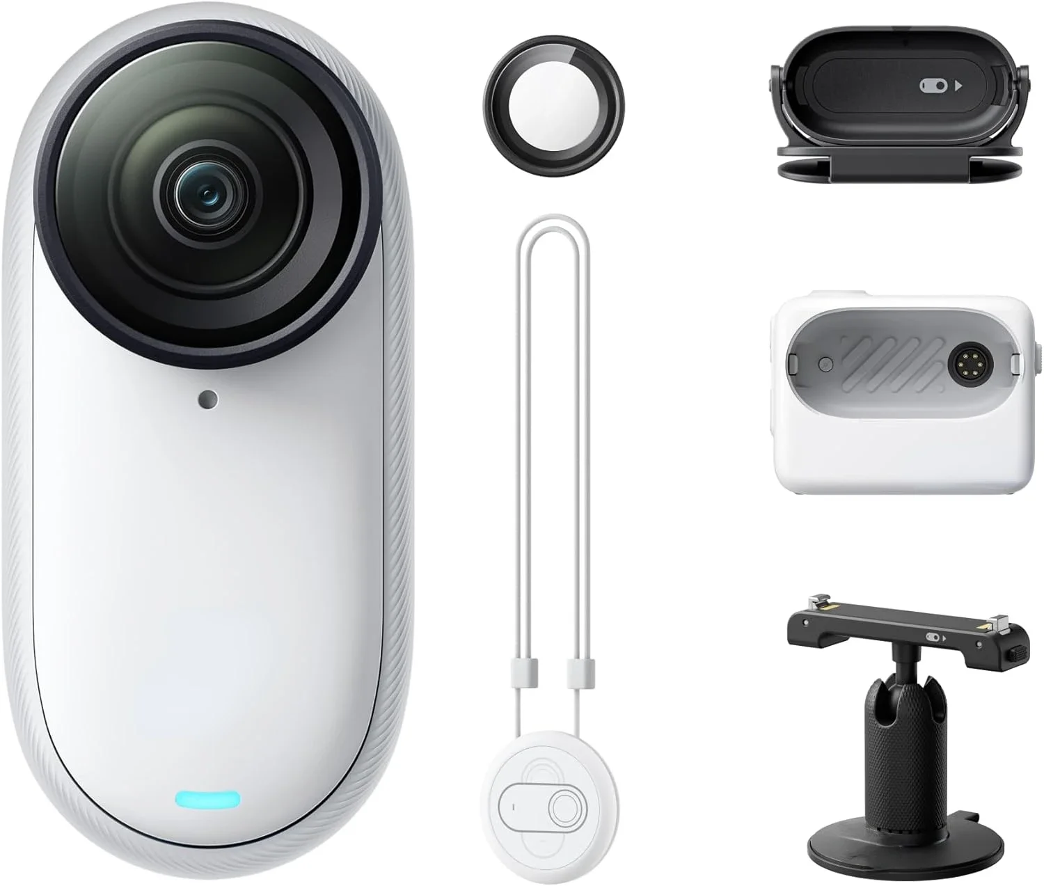 128 GB White 4K Tiny Portable Vlogging Camera, Hands-Free POVs, Mount Anywhere, Stabilization