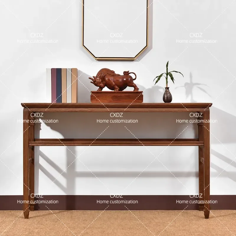 New Chinese Style Solid Wood Strip Case Table for Living Room Simple Flat Console Table Home Furniture Zhongtang Design
