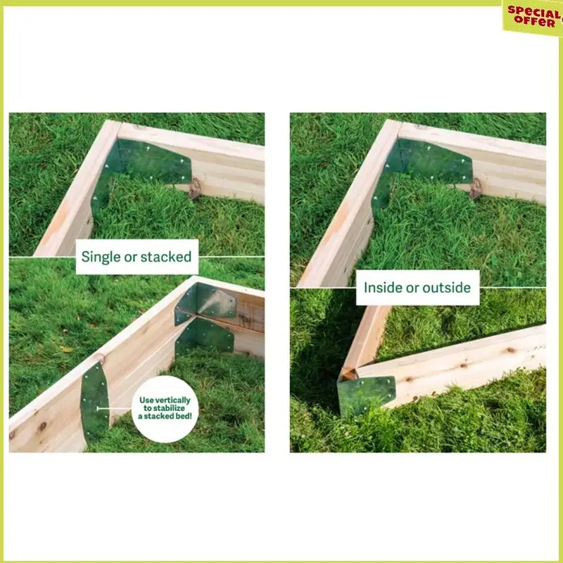 

A34R Adjustable Raised Bed Corners DIY Garden Bed Corners Bend To Any Angle Use With Any Lumber Durable Steel Silver 4PCS