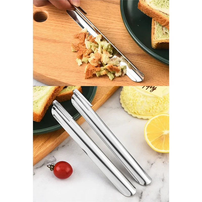 Abag varredor de migalhas de mesa de aço inoxidável, varredor de migalhas de restaurante com clipe de bolso, ferramenta de limpeza de migalhas de mesa para serviço doméstico