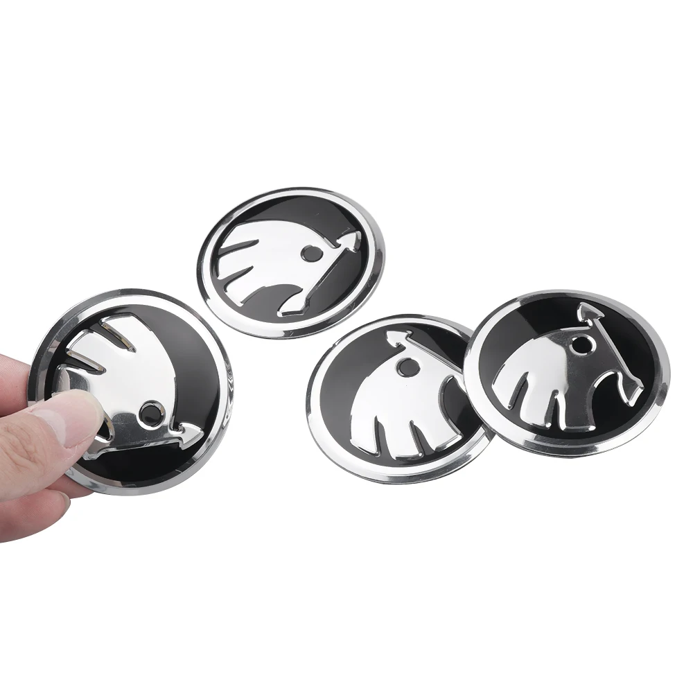 4 Stück 56MM Auto Aluminium Logo Radnabenkappen Aufkleber für Skoda Octavia A5 3 2 VRS Vision Kodiaq Rapid Fabia VII Superb RS – Detail 1