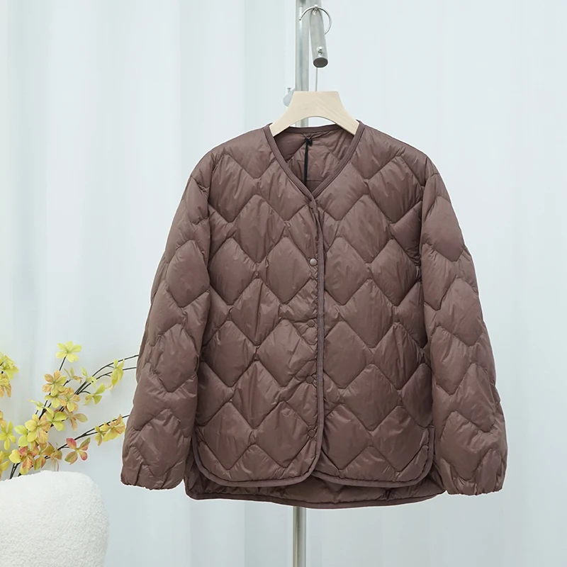 Autumn Winter Women Short Bigsize Down Coat Warm Light Thin White Duck Down Jacket Female Single Breasted Puffer Parkas Outwear