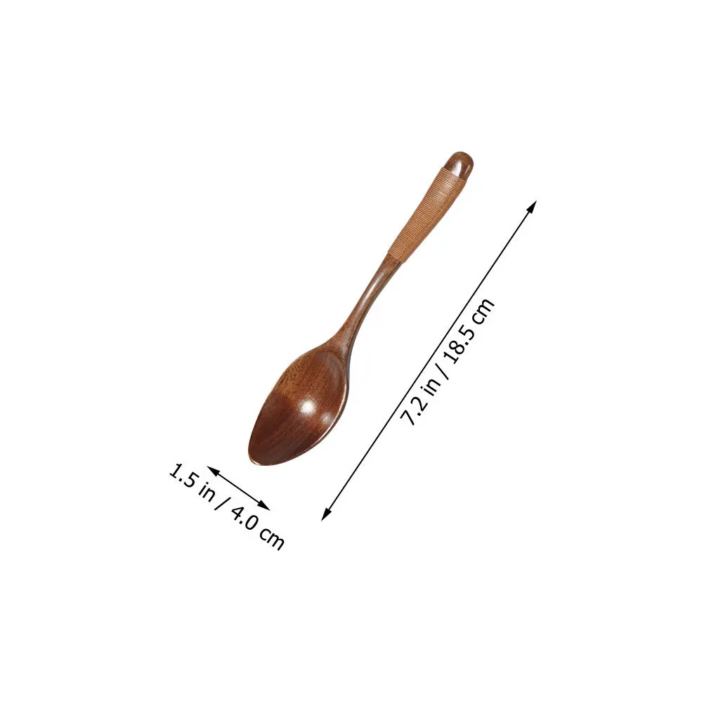 

2pcs Nanmu Wood Spoons Natural Ergonomic Long Handle Multipurpose Kitchen Utensil For Soup Rice Stirring Portable Eating Gadget
