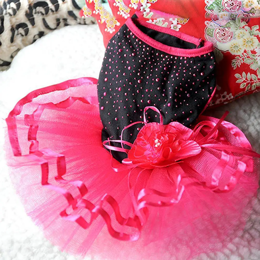 Small Dresses Pet Dog Rose Flower Gauze Ballet Dress Skirt Puppy Cat Princess Clothes Apparel XS/S/M/L Dress for Dog