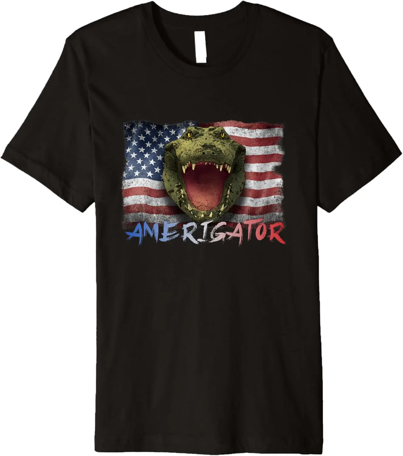 

Amerigator Crocodile Alligator USA Flag American Men Women Premium T-Shirt