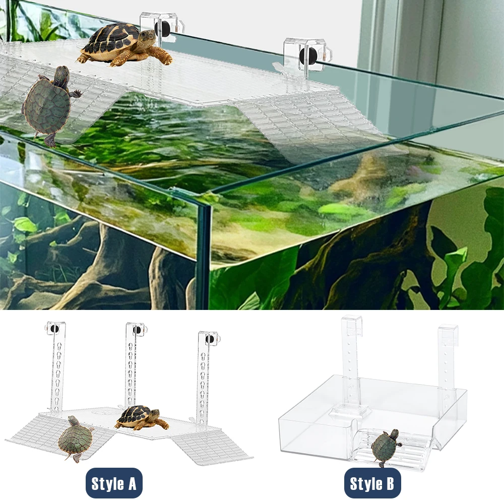 Acrylic Turtle Basking Platform Height Adjustable Turtle Terrace Transparent Fish Tank Habitat Float Island Aquarium Accessories