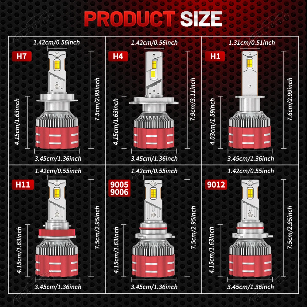 2pcs H4 LED Headlight CANBUS 16800000LM H11 9005 HB3 9006 9012 H7 LED Bulbs Three Color Remote Control 6000K 4300K 3000K For Car