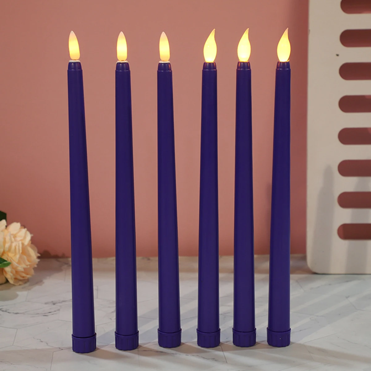 6 Piece LED Flameless Taper Candles for Wedding Arrangements Valentine S Day Decorations and Essential Home Table Candlesticks