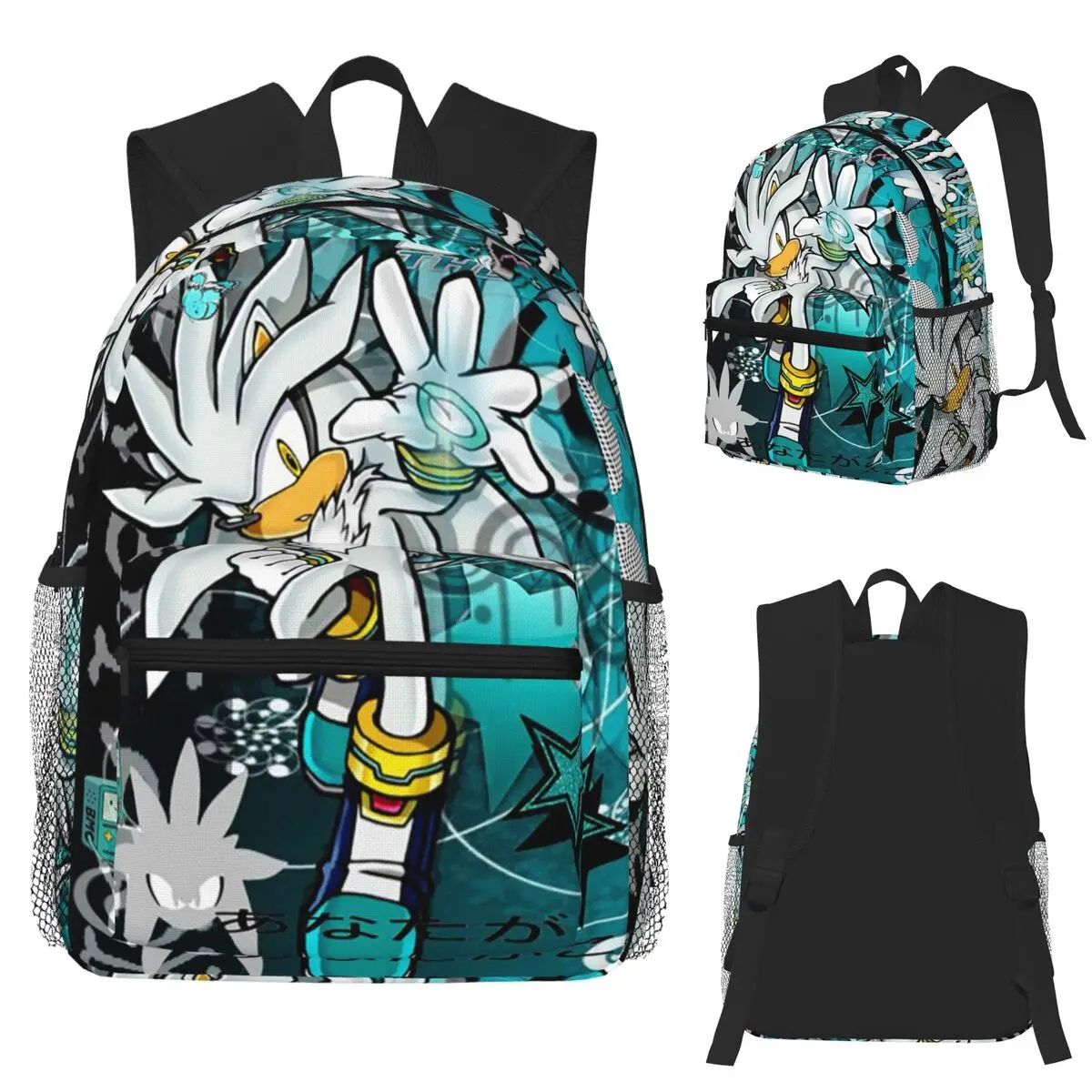 Mochila plateada The Hedgehog Sonic The Hedgehog para estudiantes, mochila escolar, mochila de viaje para senderismo, mochila para niños y niñas, bolsos de hombro