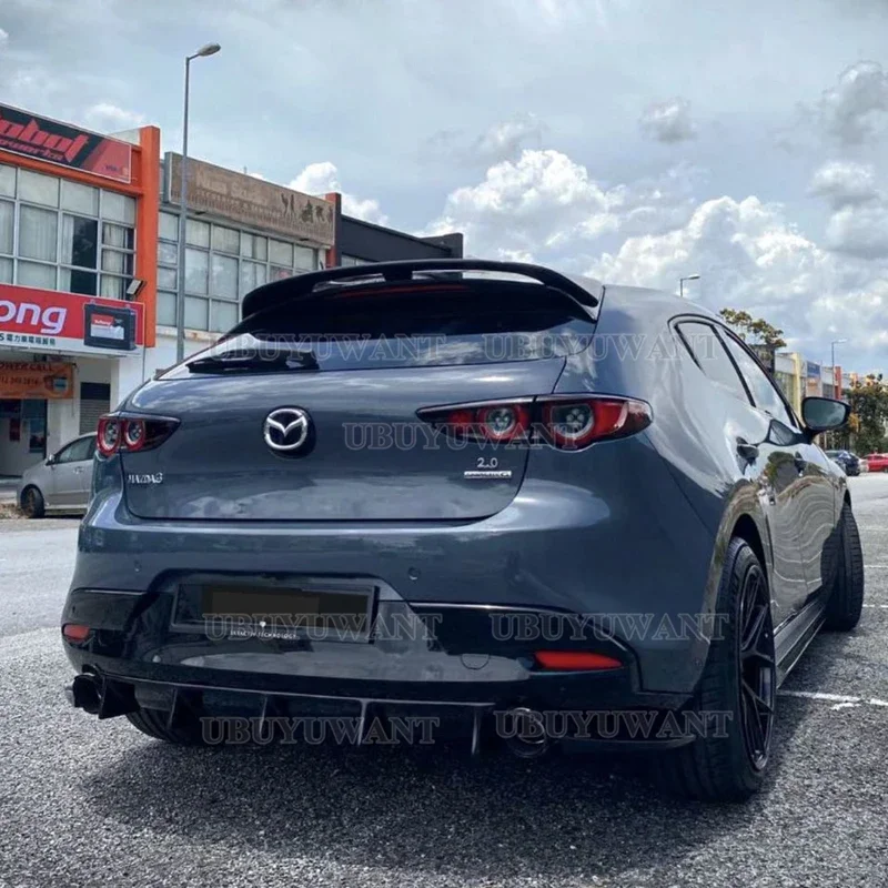 Real Carbon Fiber / Frp Sports Car Rear Roof Double Dual Spoiler Wing For Mazda 3 Axela Hatchback 2020