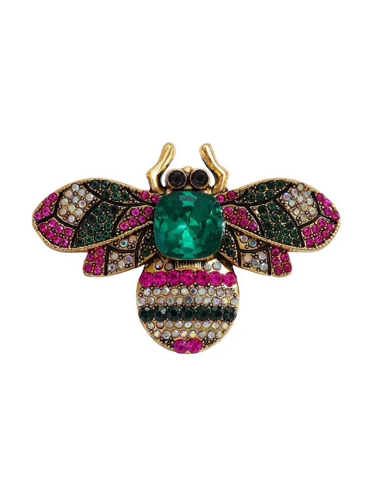 Wuli & baby Vintage Paleis Stijl Bee Broches Voor Vrouwen Unisex 2-kleur Luxe Strass Insecten Party Office Broche Pins Geschenken - afbeelding 2