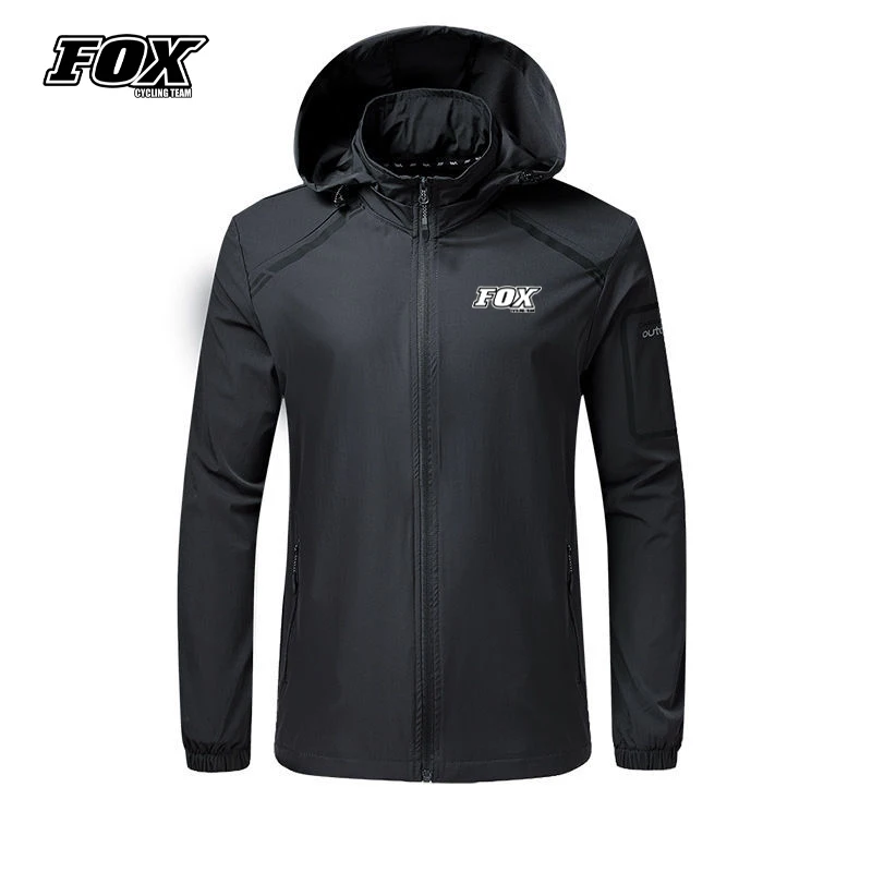 FOX Cycling Team MTB Jacket Men Bicycle Motocross Clothing Outdoor Bike Downhill Coat Camping Hoodie Corta Vento Para Ciclismo