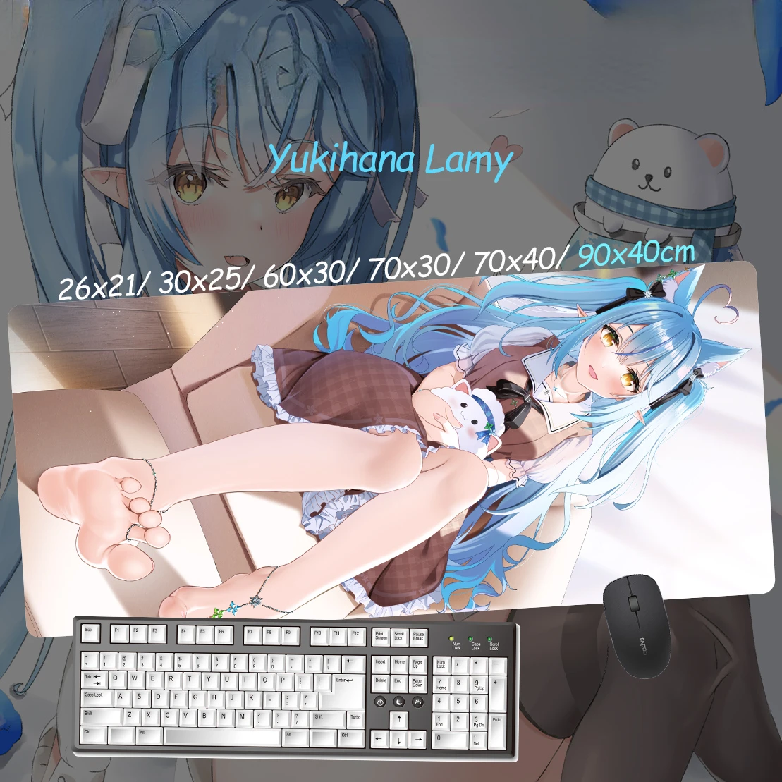 Anime Custom Design XXL Mouse Pad Hololive Vtuber Yukihana Lamy Gamer Sexy Girl Large Desk Mat Computer Gaming Accessories