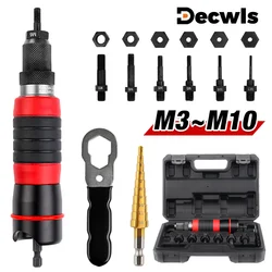 Nut Riveting Machine M3 M4 M5 M6 M8 M10,Industrial Grade Fast Riveting Tool,Electric Riveting Nut Gun,Including 3-12mm Drill Bit